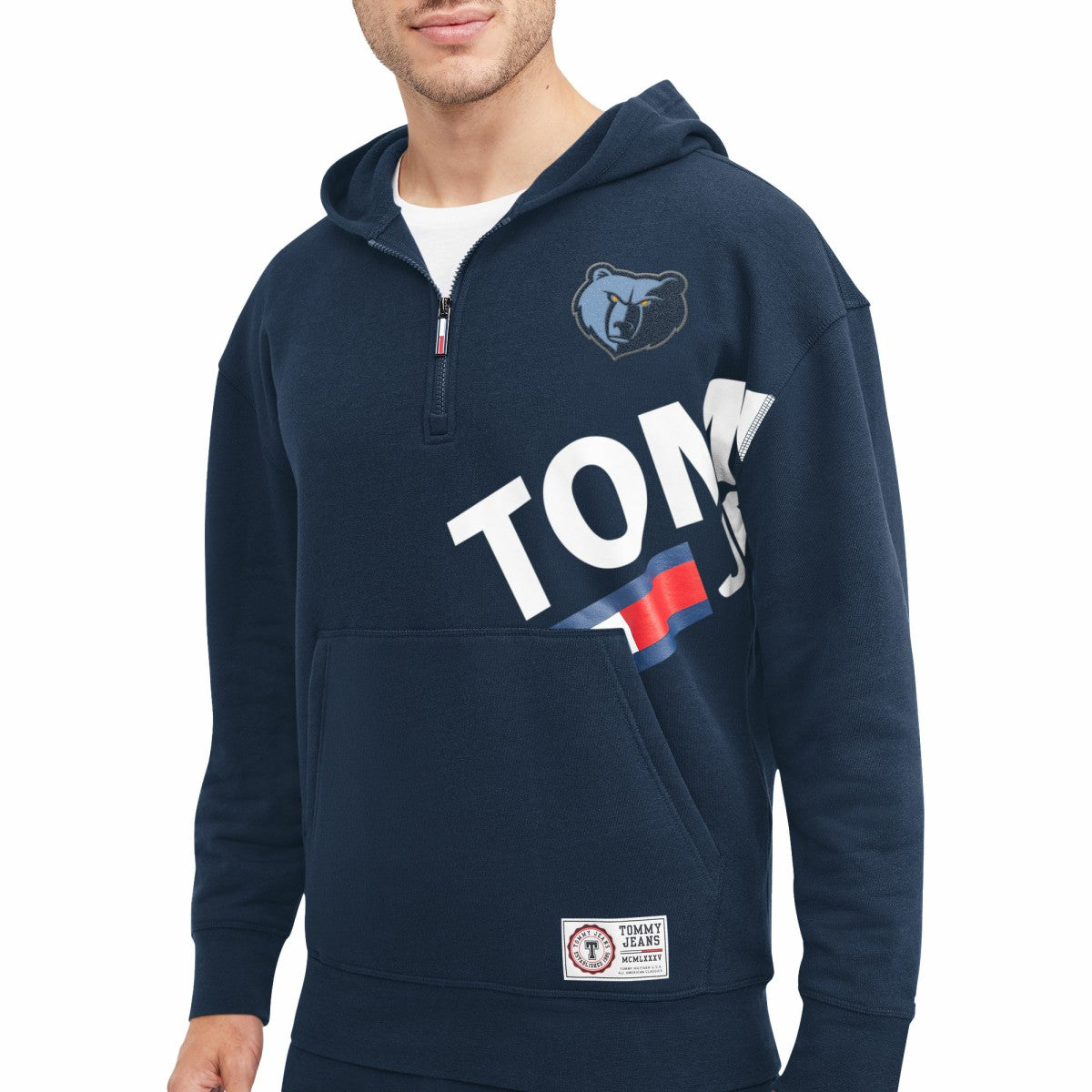 Memphis Grizzlies Tommy Jeans Bernard Half-Zip Hoodie - Navy cheap