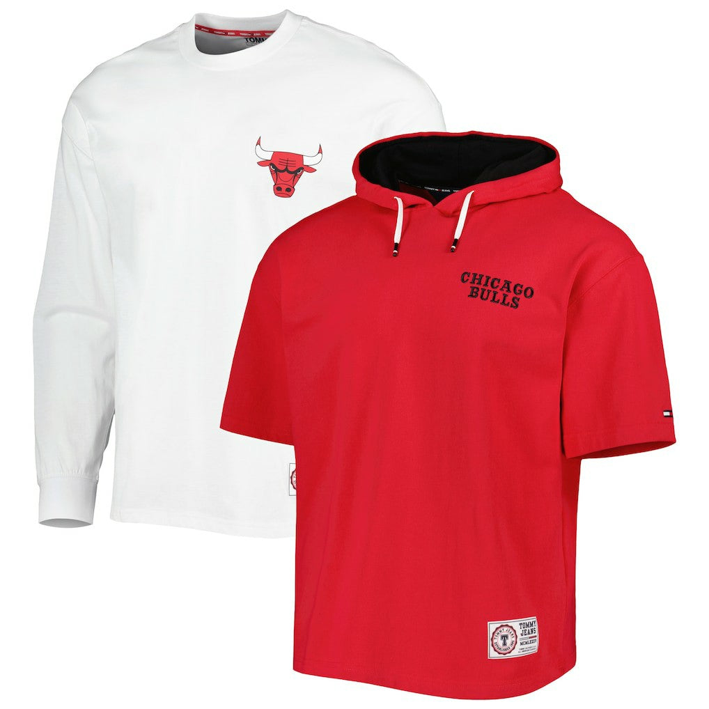 Chicago Bulls Tommy Jeans Matthew 2-In-1 T-Shirt & Hoodie Combo Set - Red/White sale