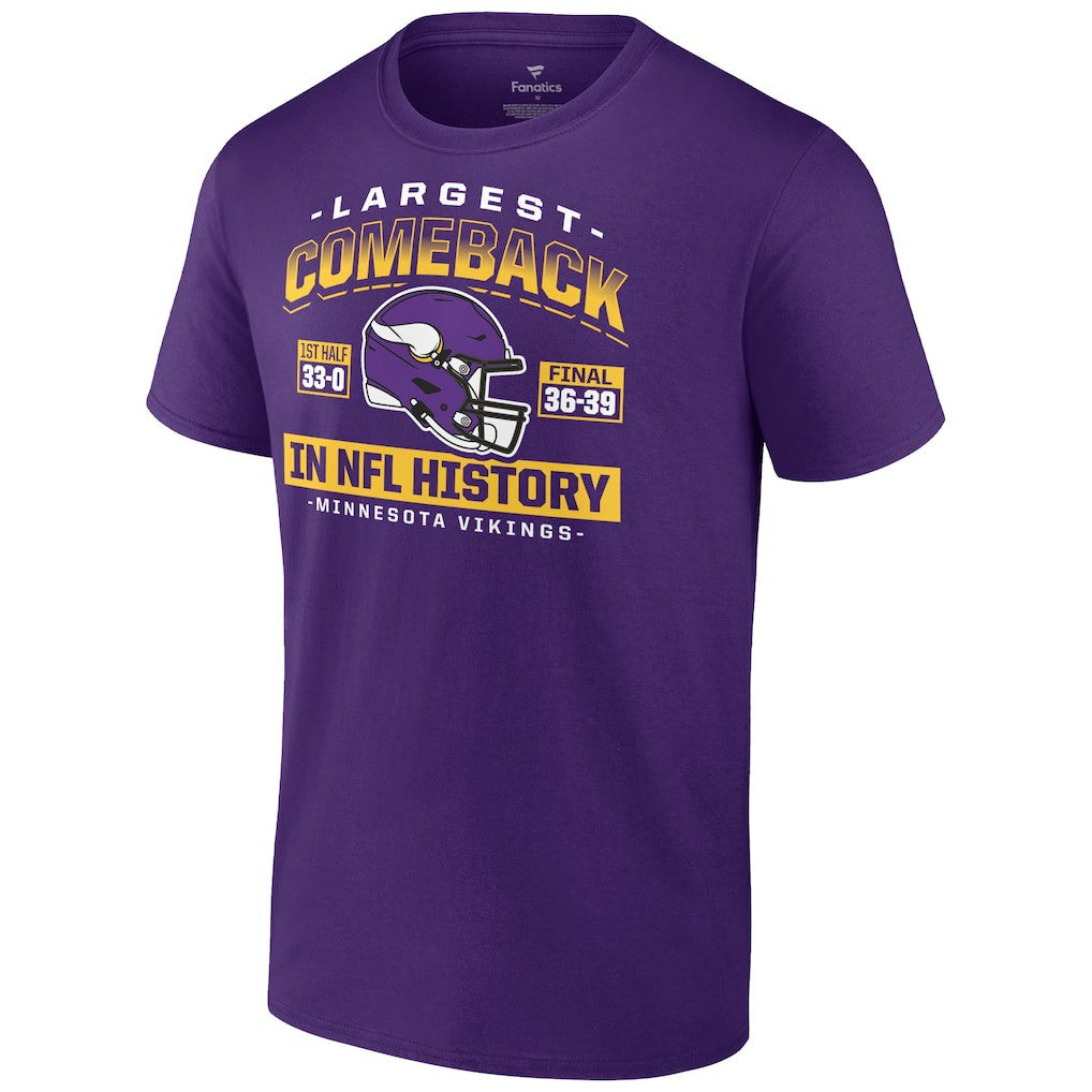 Minnesota Vikings Largest Comeback T-Shirt - Purple sale