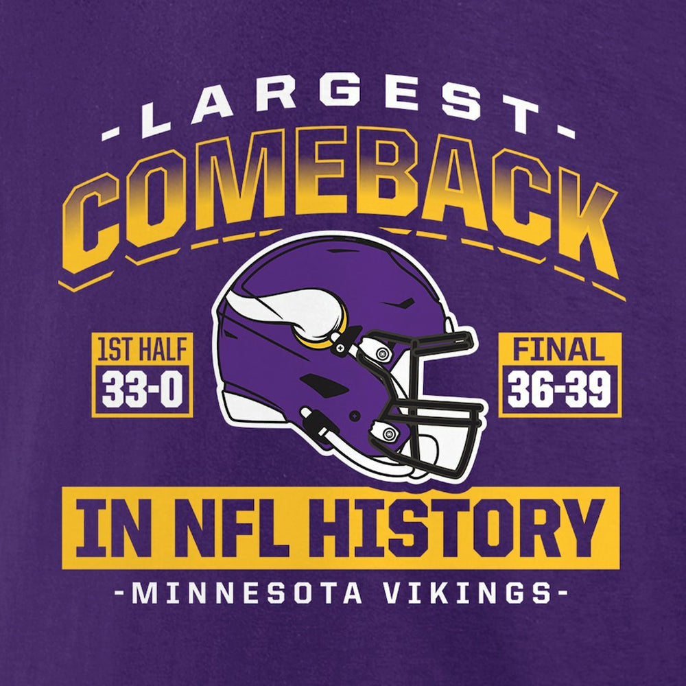 Minnesota Vikings Largest Comeback T-Shirt - Purple sale