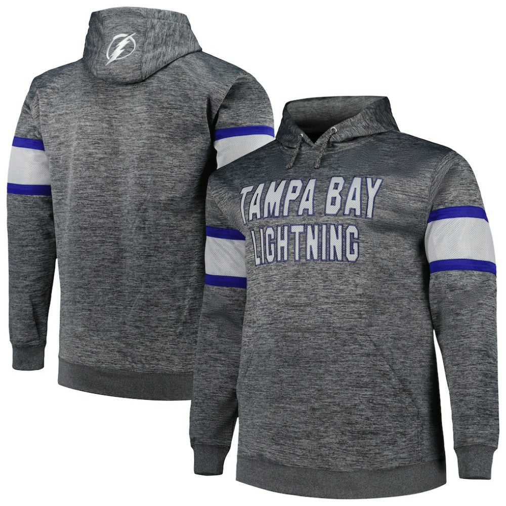 Tampa Bay Lightning Big & Tall Stripe Pullover Hoodie - Heather Charcoal Hoodies