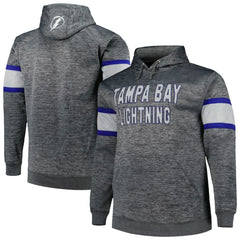 Tampa Bay Lightning Big & Tall Stripe Pullover Hoodie - Heather Charcoal Hoodies