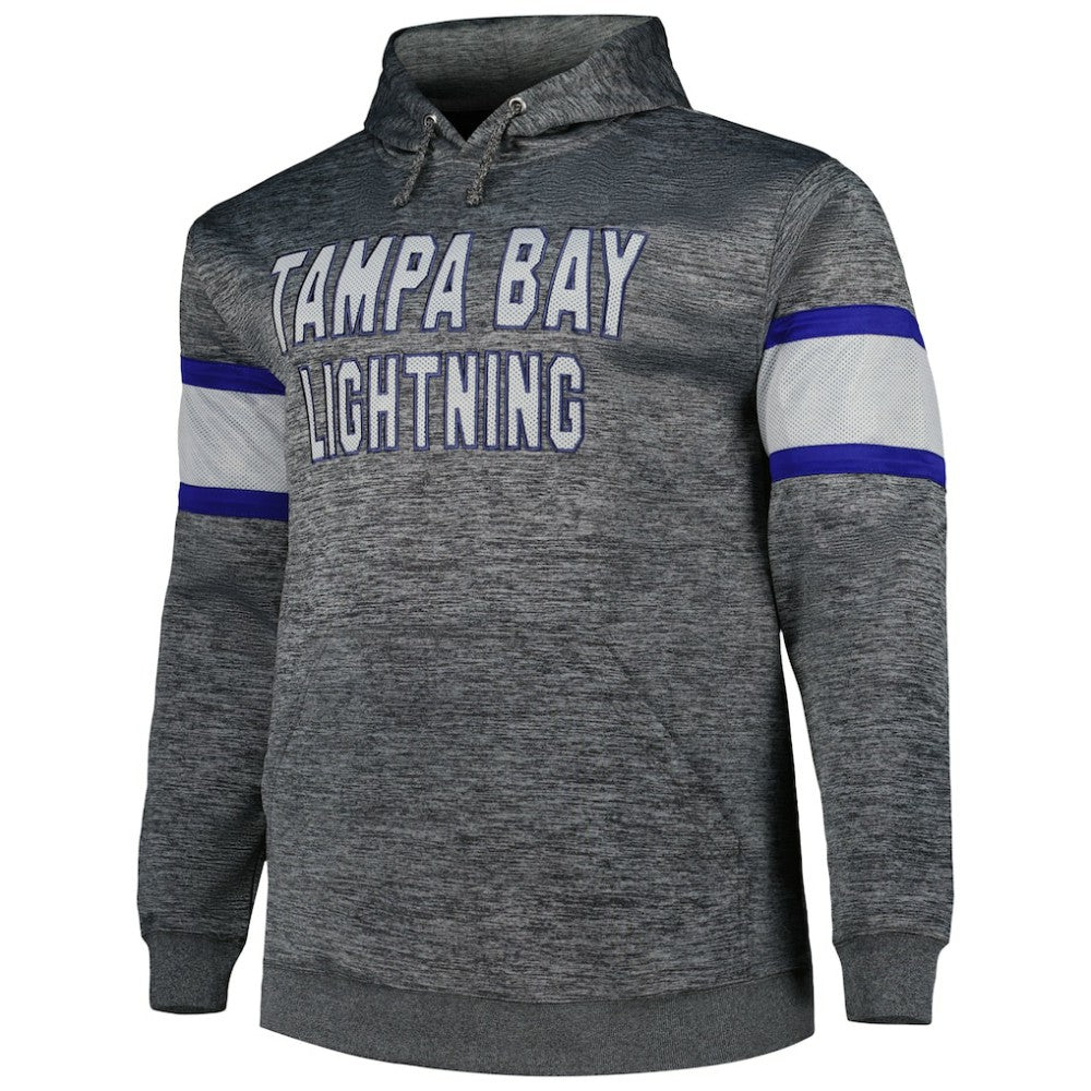 Tampa Bay Lightning Big & Tall Stripe Pullover Hoodie - Heather Charcoal Hoodies