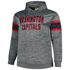 Washington Capitals Big & Tall Stripe Pullover Hoodie - Heather Charcoal Hoodies