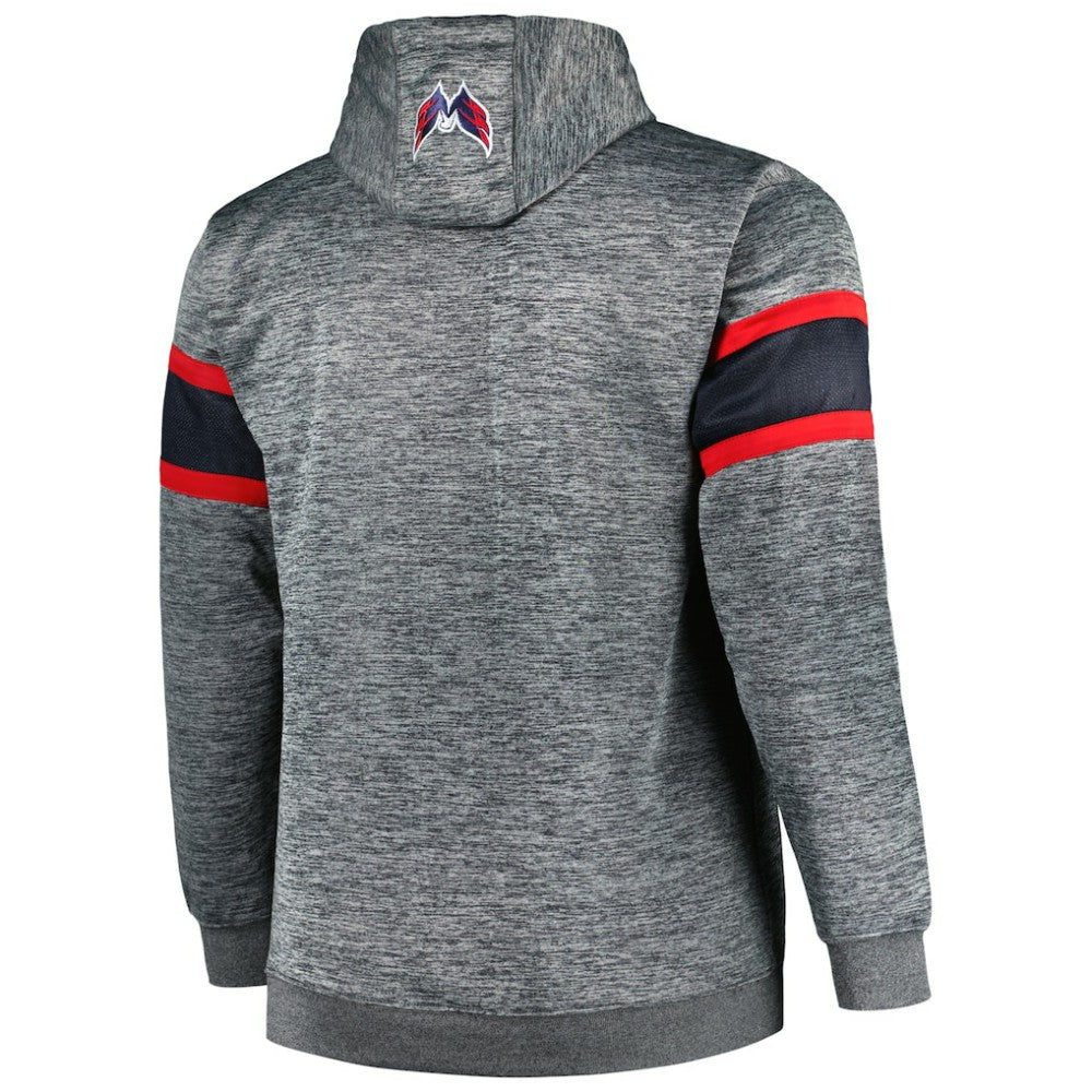 Washington Capitals Big & Tall Stripe Pullover Hoodie - Heather Charcoal Hoodies