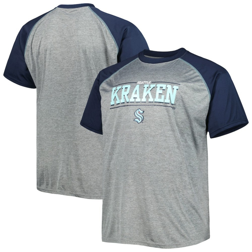 Seattle Kraken Big & Tall Logo Raglan T-Shirt - Heather Gray T-shirts