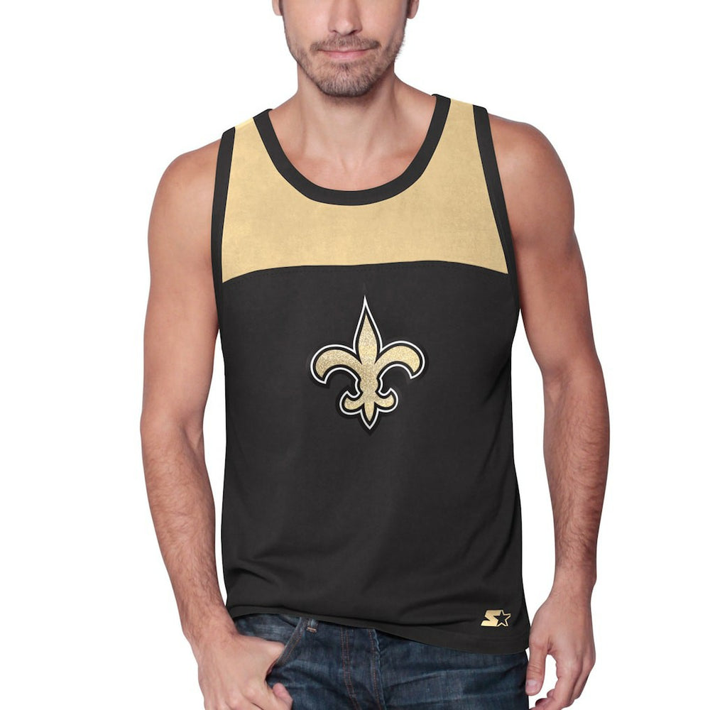 New Orleans Saints Starter Logo Touchdown Fashion Tank Top - Black/Gold outlet