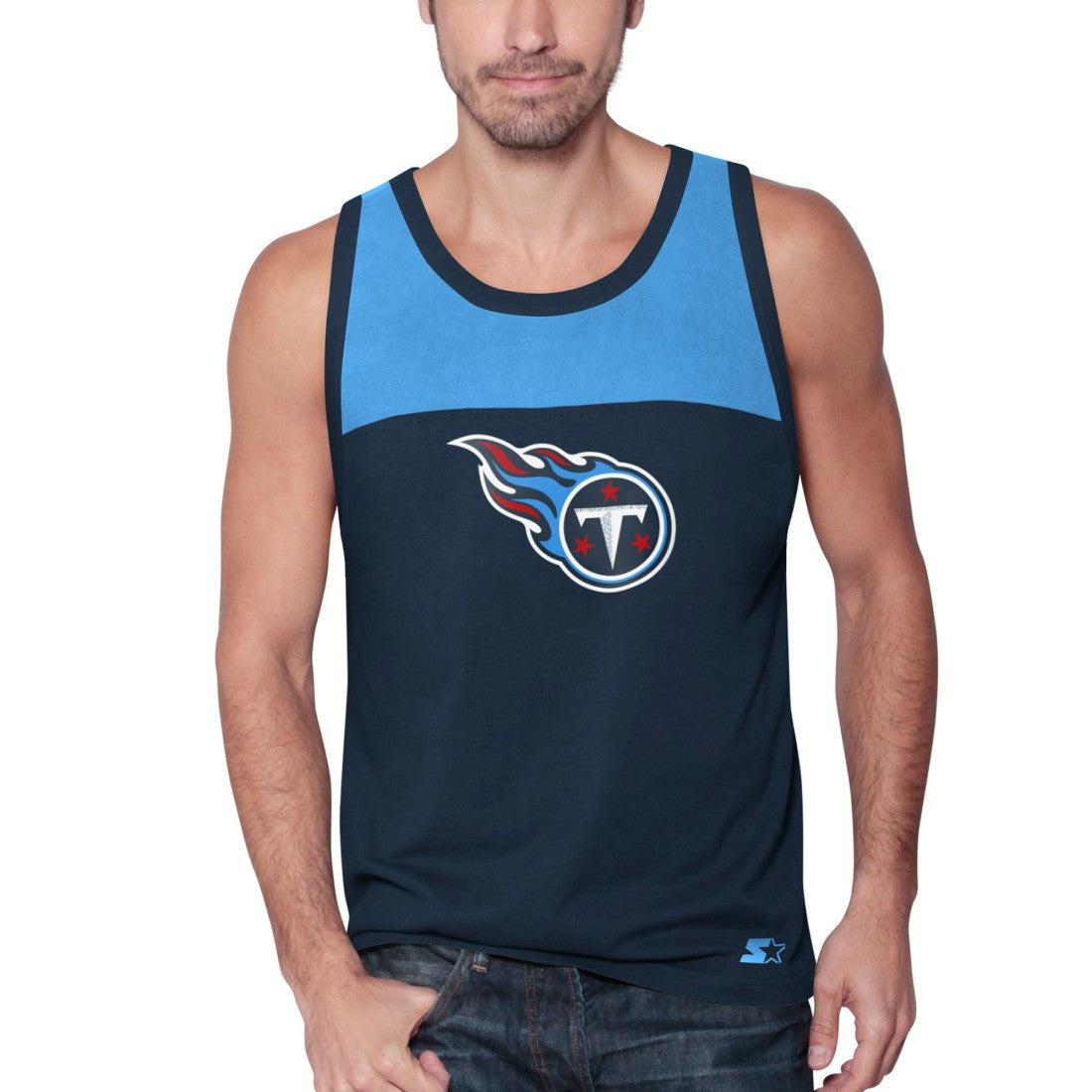 Tennessee Titans Starter Logo Touchdown Fashion Tank Top - Navy/Light Blue discount