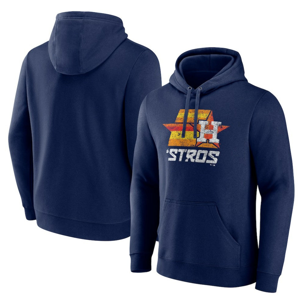 Houston Astros Team Throwback Stros Pullover Hoodie Navy