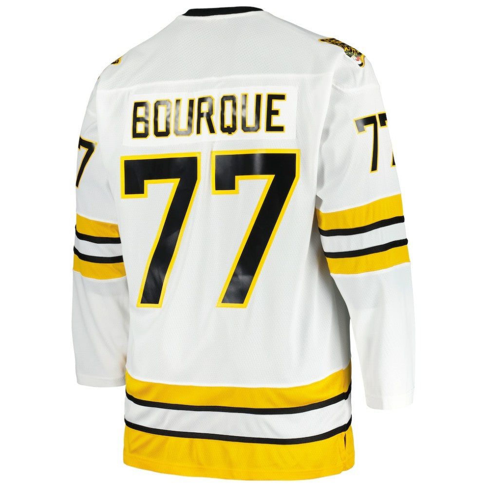 Ray Bourque Boston Bruins Mitchell & Ness Big & Tall Captain Patch Blue Line Player Jersey - White Jerseys