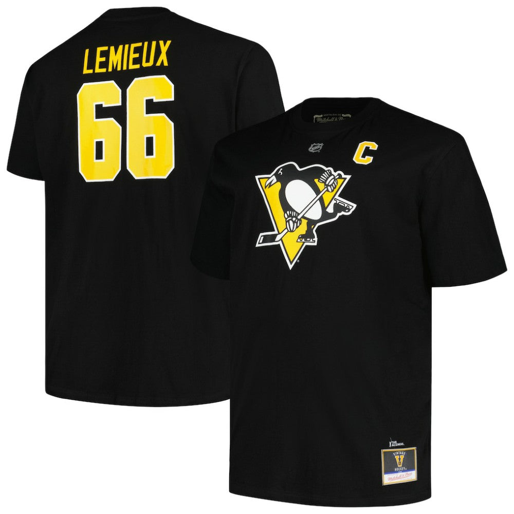 Mario Lemieux Pittsburgh Penguins Mitchell & Ness Big & Tall Name & Number T-Shirt - Black T-shirts