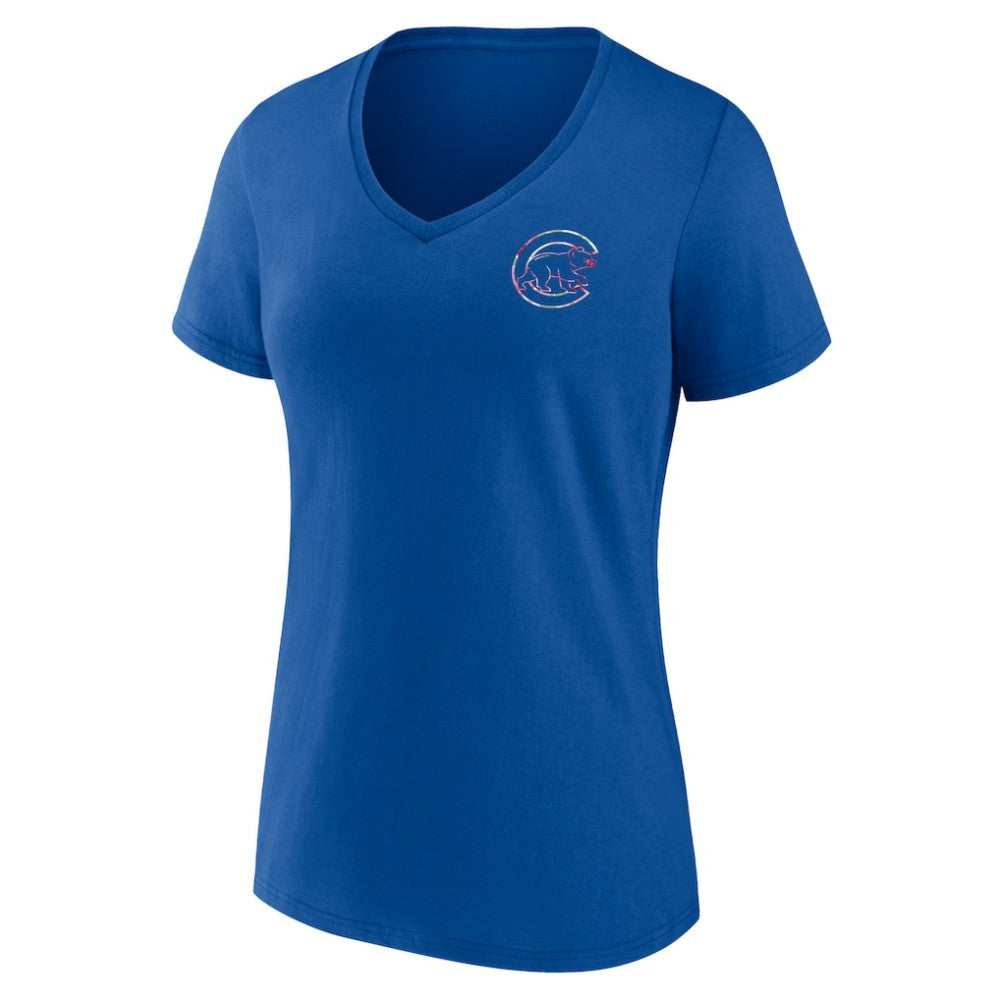 Chicago Cubs Women's Team Logo Mother's Day V-Neck T-Shirt Royal