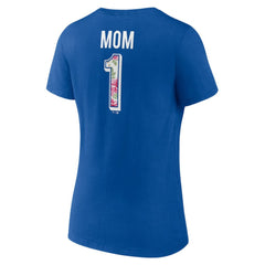 Los Angeles Dodgers Women's Team Logo Mother's Day V-Neck T-Shirt Royal