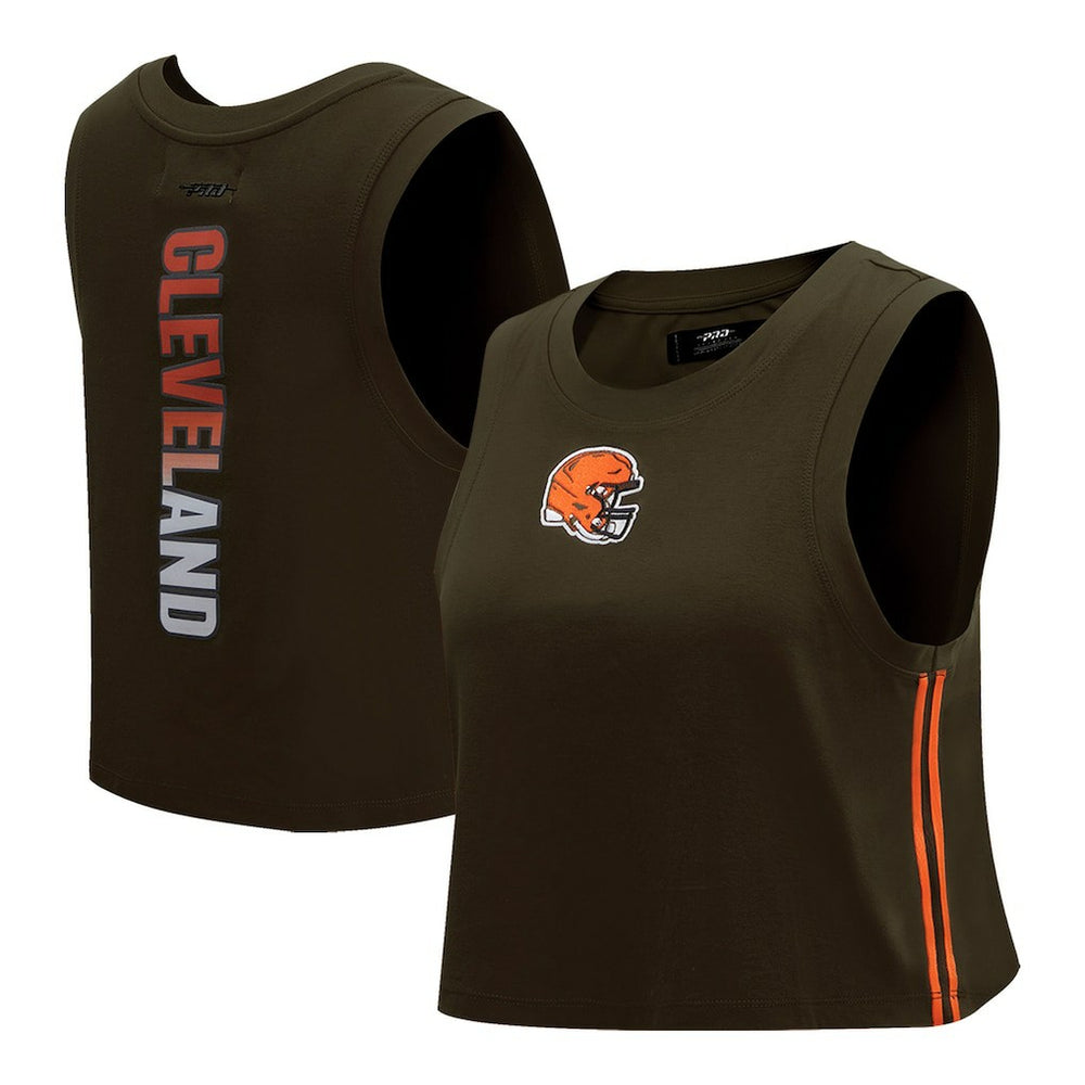Cleveland Browns Pro Standard Women's Ombre Wordmark Classic Cropped Tank Top - Brown discount