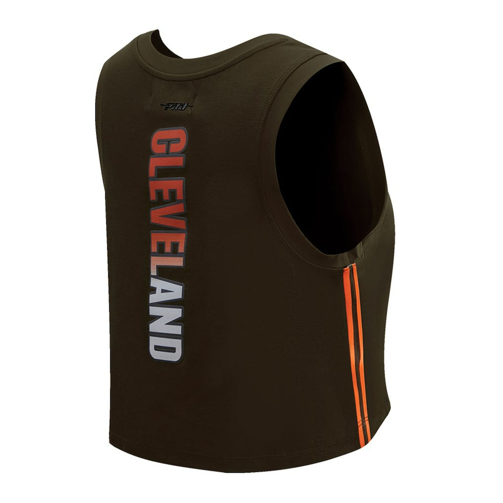 Cleveland Browns Pro Standard Women's Ombre Wordmark Classic Cropped Tank Top - Brown discount