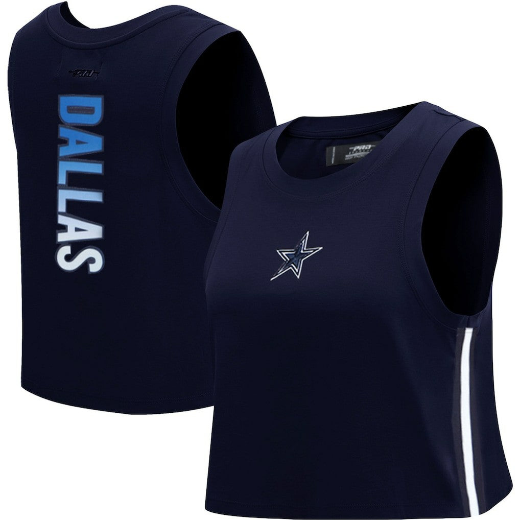 Dallas Cowboys Pro Standard Women's Ombre Wordmark Classic Cropped Tank Top - Navy online