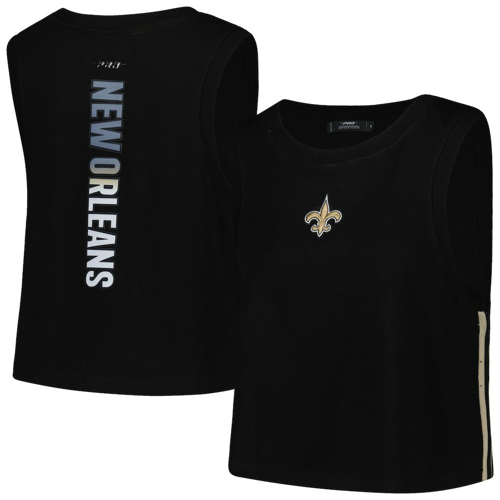 New Orleans Saints Pro Standard Women's Ombre Wordmark Classic Cropped Tank Top - Black discount