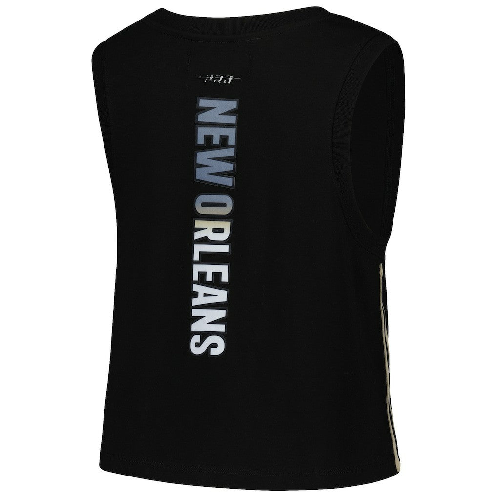 New Orleans Saints Pro Standard Women's Ombre Wordmark Classic Cropped Tank Top - Black discount