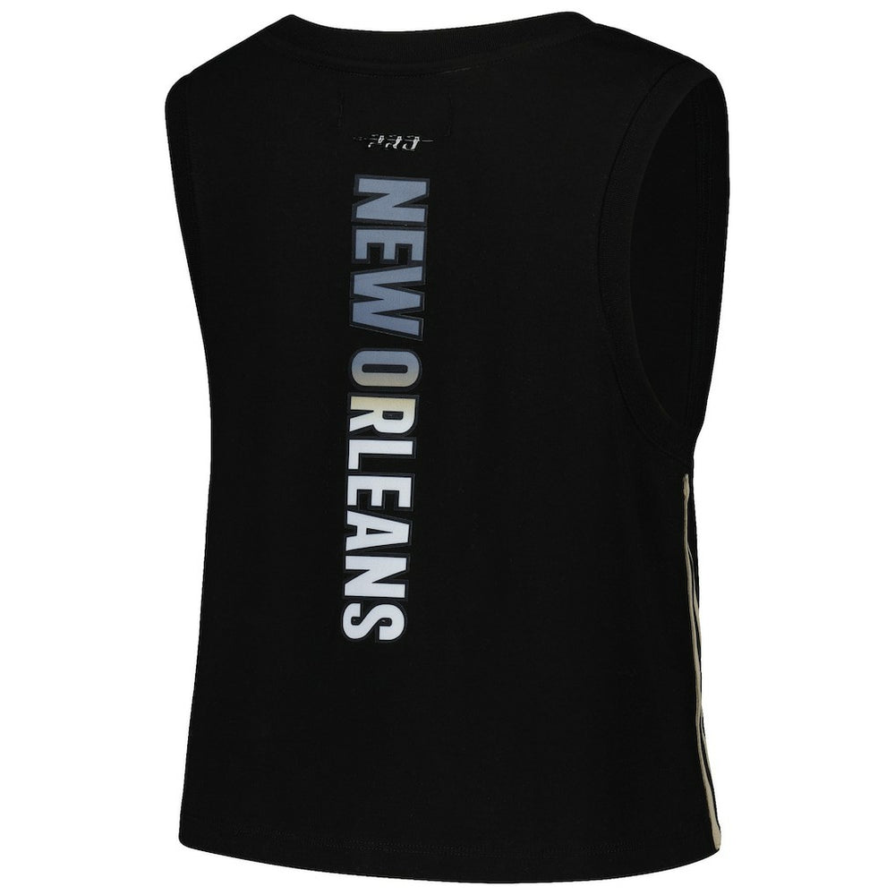 New Orleans Saints Pro Standard Women's Ombre Wordmark Classic Cropped Tank Top - Black discount