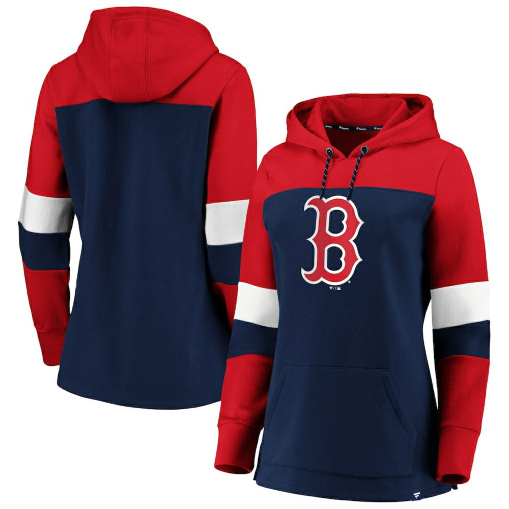Boston Red Sox Women's Plus Size Colorblock Pullover Hoodie Navy