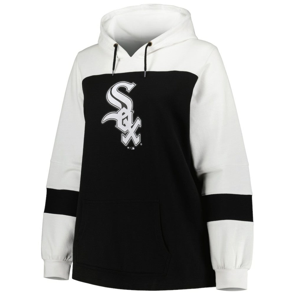Chicago White Sox Women's Plus Size Colorblock Pullover Hoodie Black