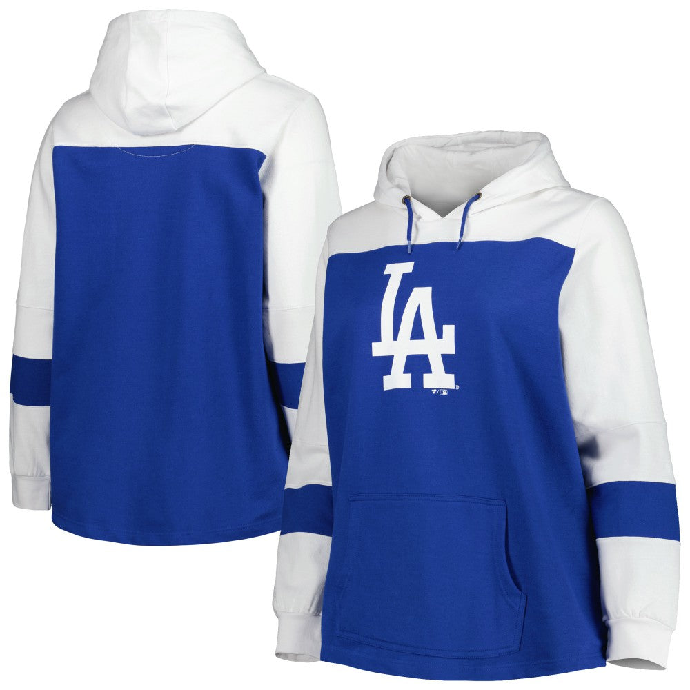 Los Angeles Dodgers Women's Plus Size Colorblock Pullover Hoodie Royal