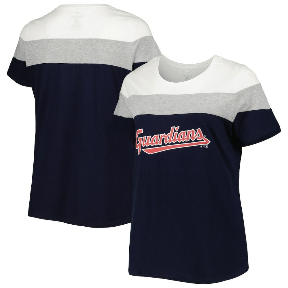 Cleveland Guardians Women's Plus Size Colorblock T-Shirt Navy/Heather Gray