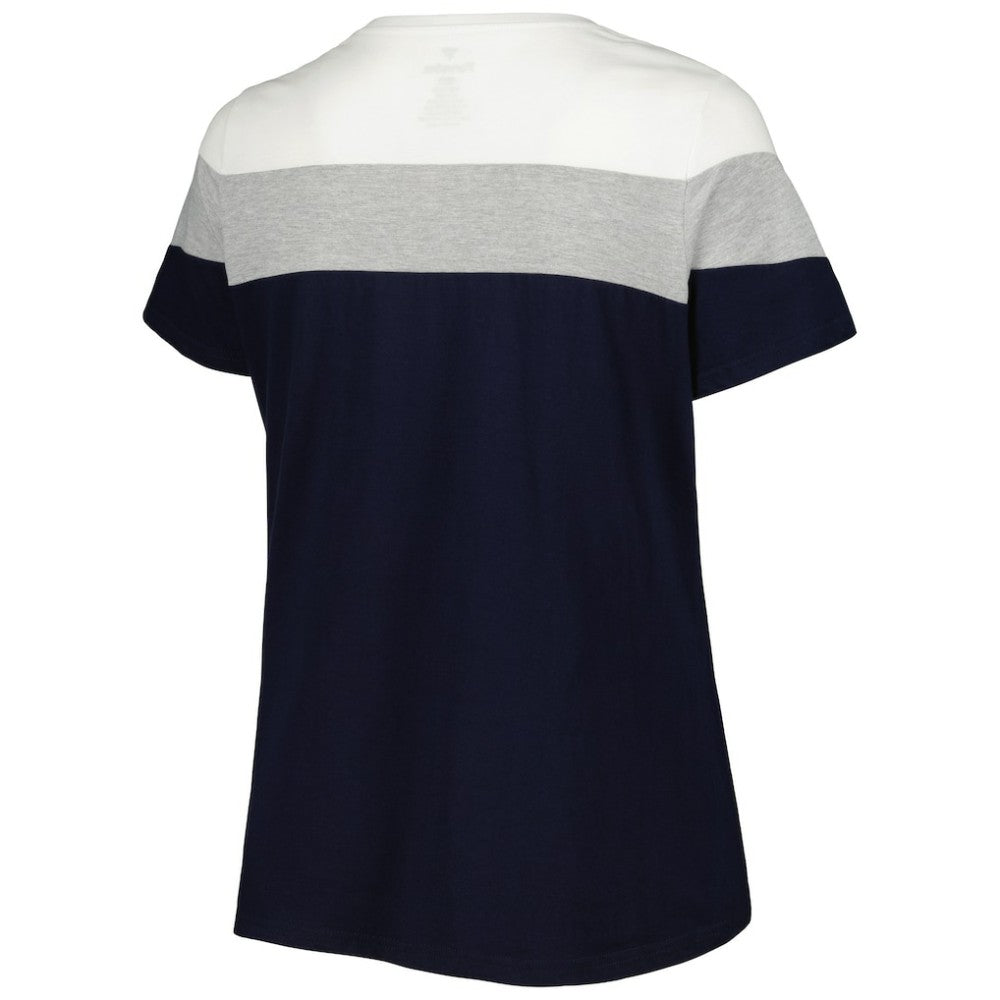 Cleveland Guardians Women's Plus Size Colorblock T-Shirt Navy/Heather Gray