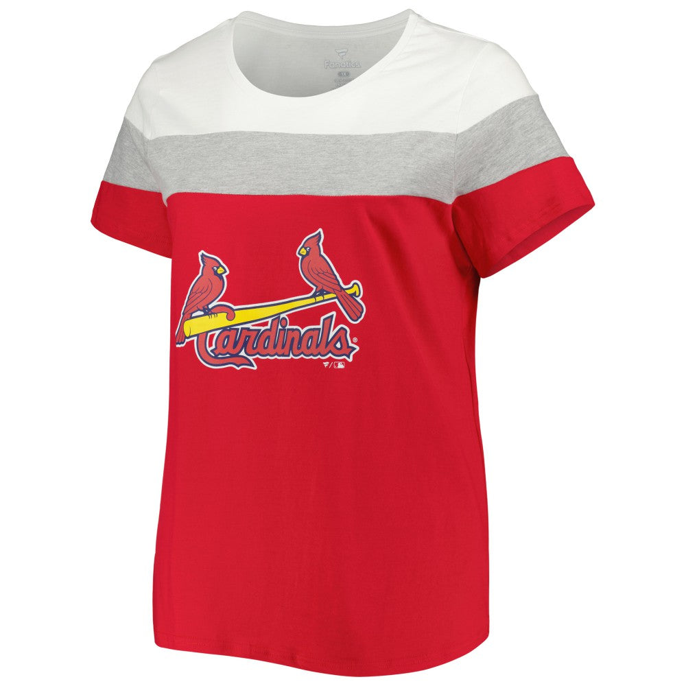 St. Louis Cardinals Women's Plus Size Colorblock T-Shirt Red/Heather Gray