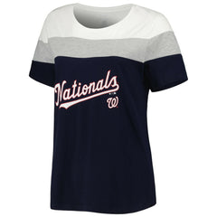 Washington Nationals Women's Plus Size Colorblock T-Shirt Navy/Heather Gray