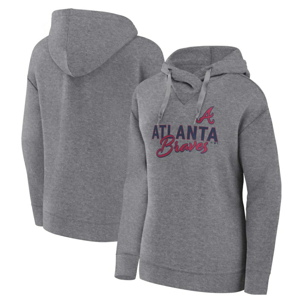 Profile Atlanta Braves Women's Plus Size Pullover Hoodie Heather Gray