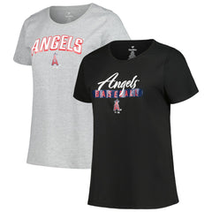 Los Angeles Angels Profile Women's Plus Size T-Shirt Combo Pack Black/Heather Gray