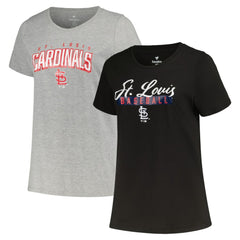 St. Louis Cardinals Profile Women's Plus Size T-Shirt Combo Pack Black/Heather Gray