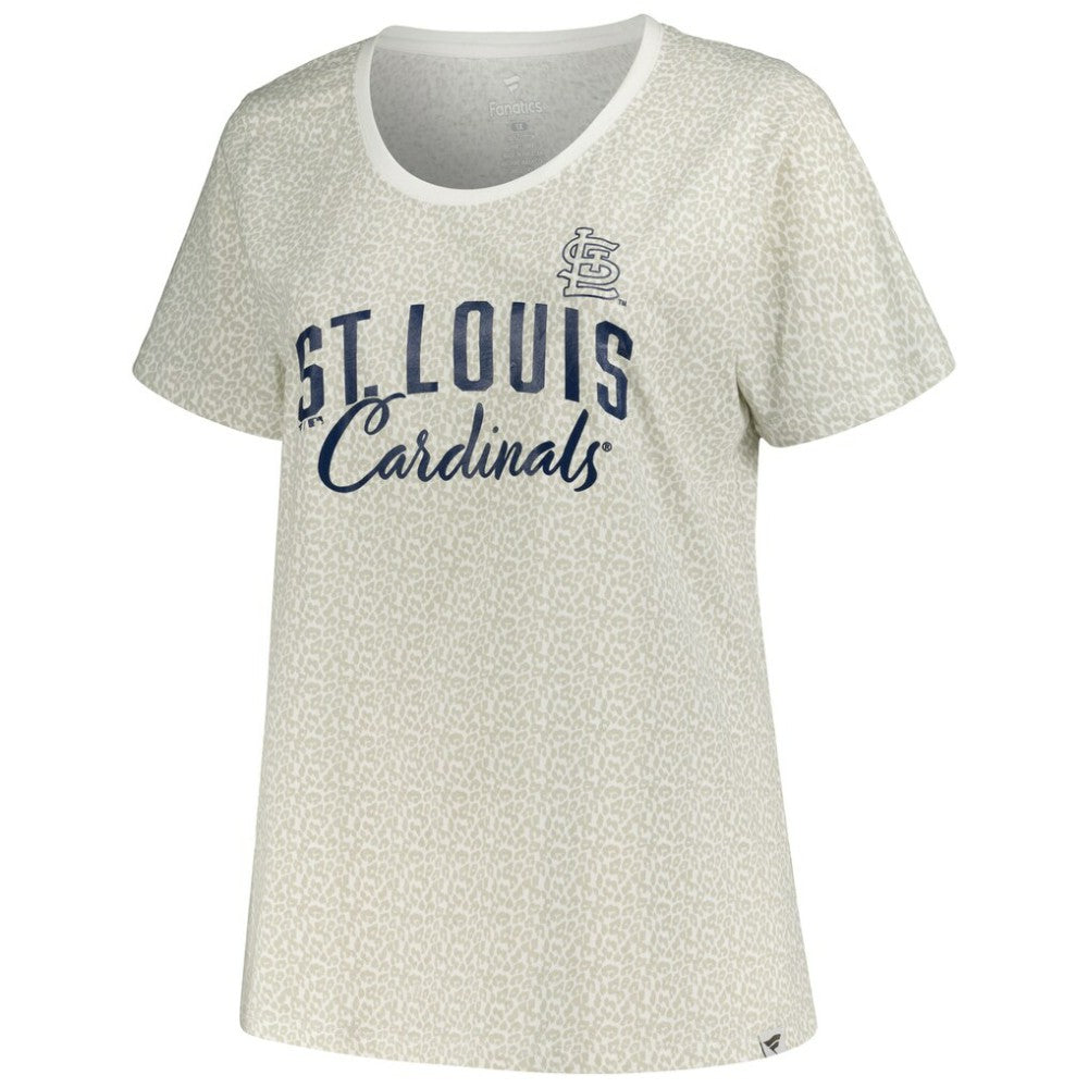 St. Louis Cardinals Profile Women's Plus Size Leopard T-Shirt White