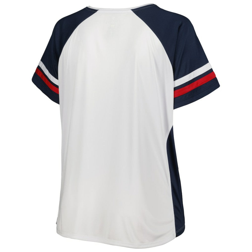 Washington Nationals Women's Plus Size Notch Neck T-Shirt White/Navy