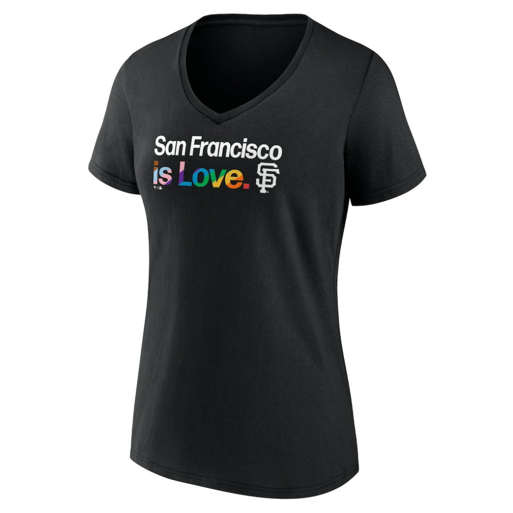 San Francisco Giants Profile Women's Plus Size Pride V-Neck T-Shirt Black