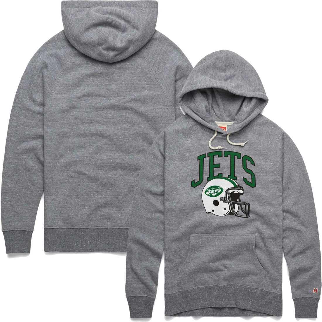 New York Jets Homage Retro Helmet Raglan Pullover Tri-Blend Hoodie - Gray on sale