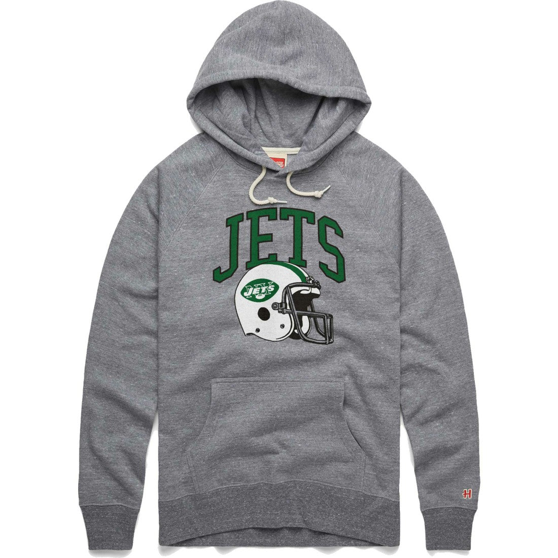 New York Jets Homage Retro Helmet Raglan Pullover Tri-Blend Hoodie - Gray on sale