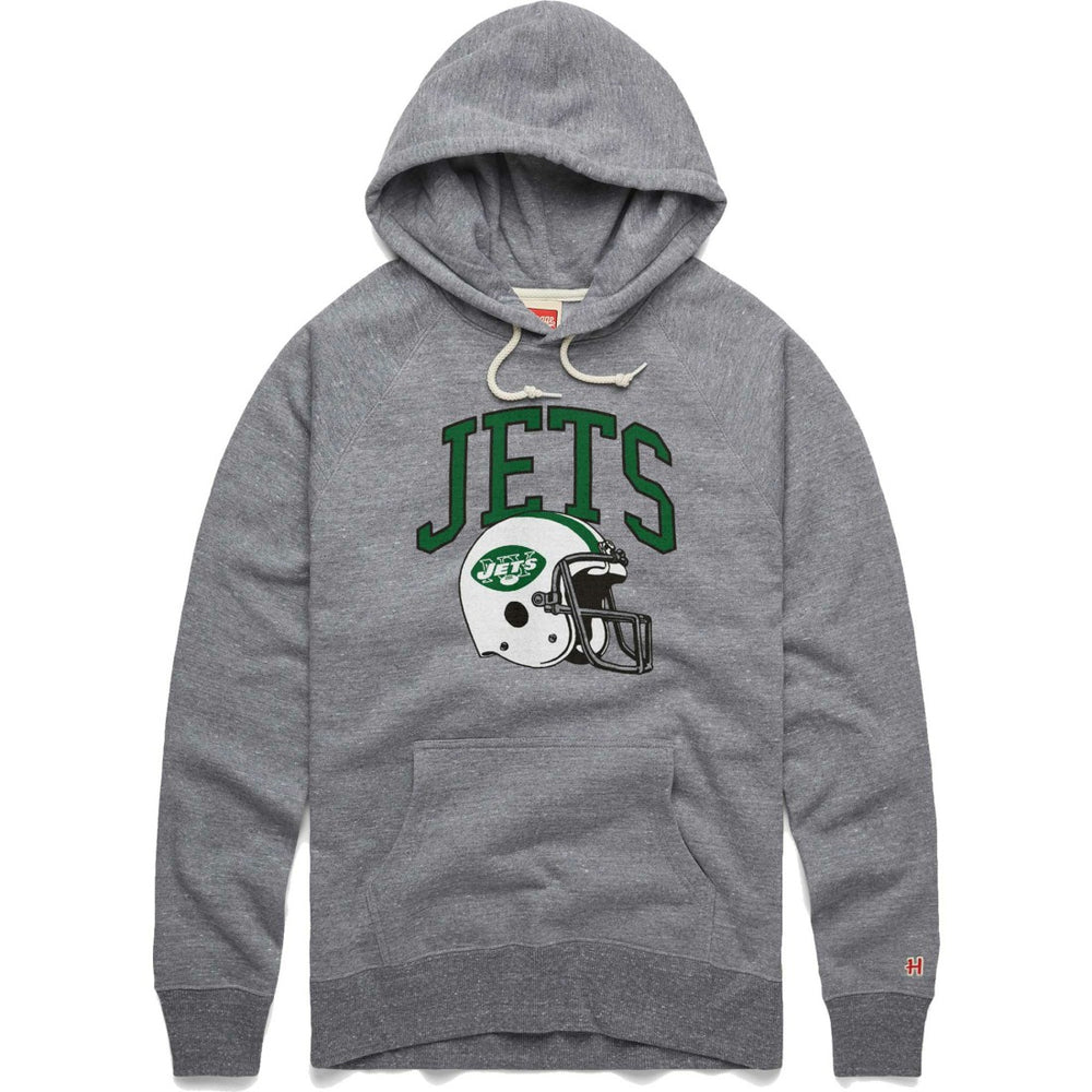 New York Jets Homage Retro Helmet Raglan Pullover Tri-Blend Hoodie - Gray on sale