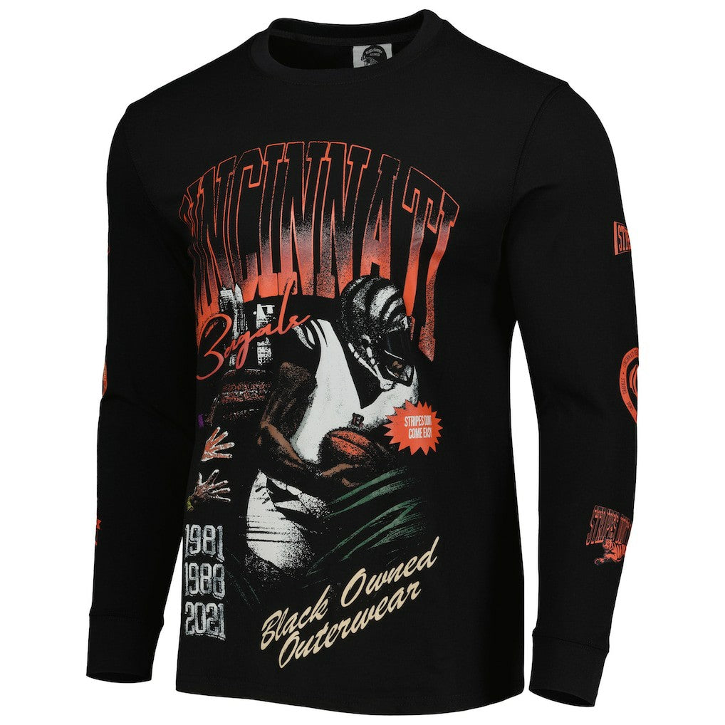 Cincinnati Bengals x BlaCkOWned Unisex Stripes Don't Come Easy Long Sleeve T-Shirt - Black online