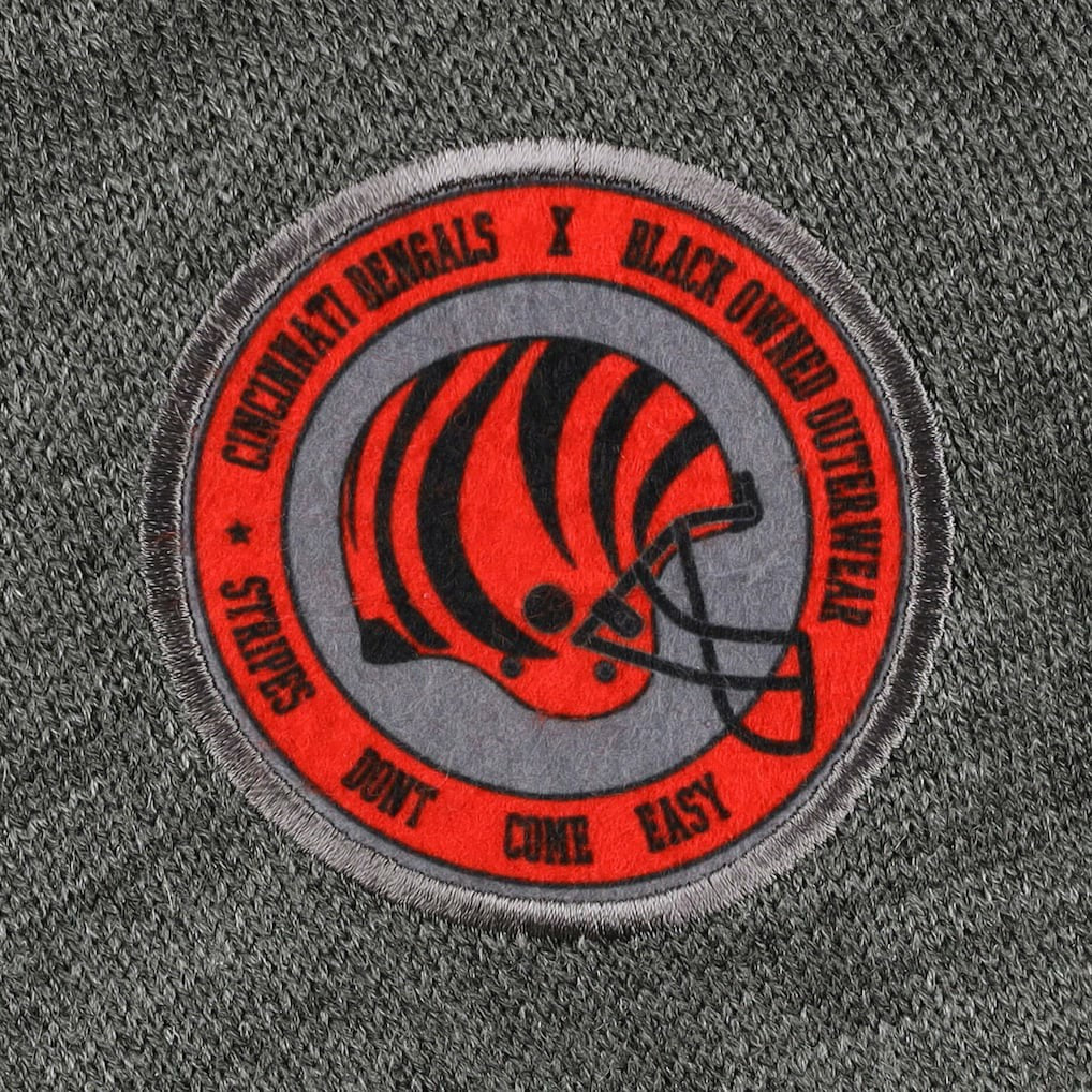 Cincinnati Bengals x BlaCkOWned Stripes Don't Come Easy Pullover Hoodie - Gray for sale