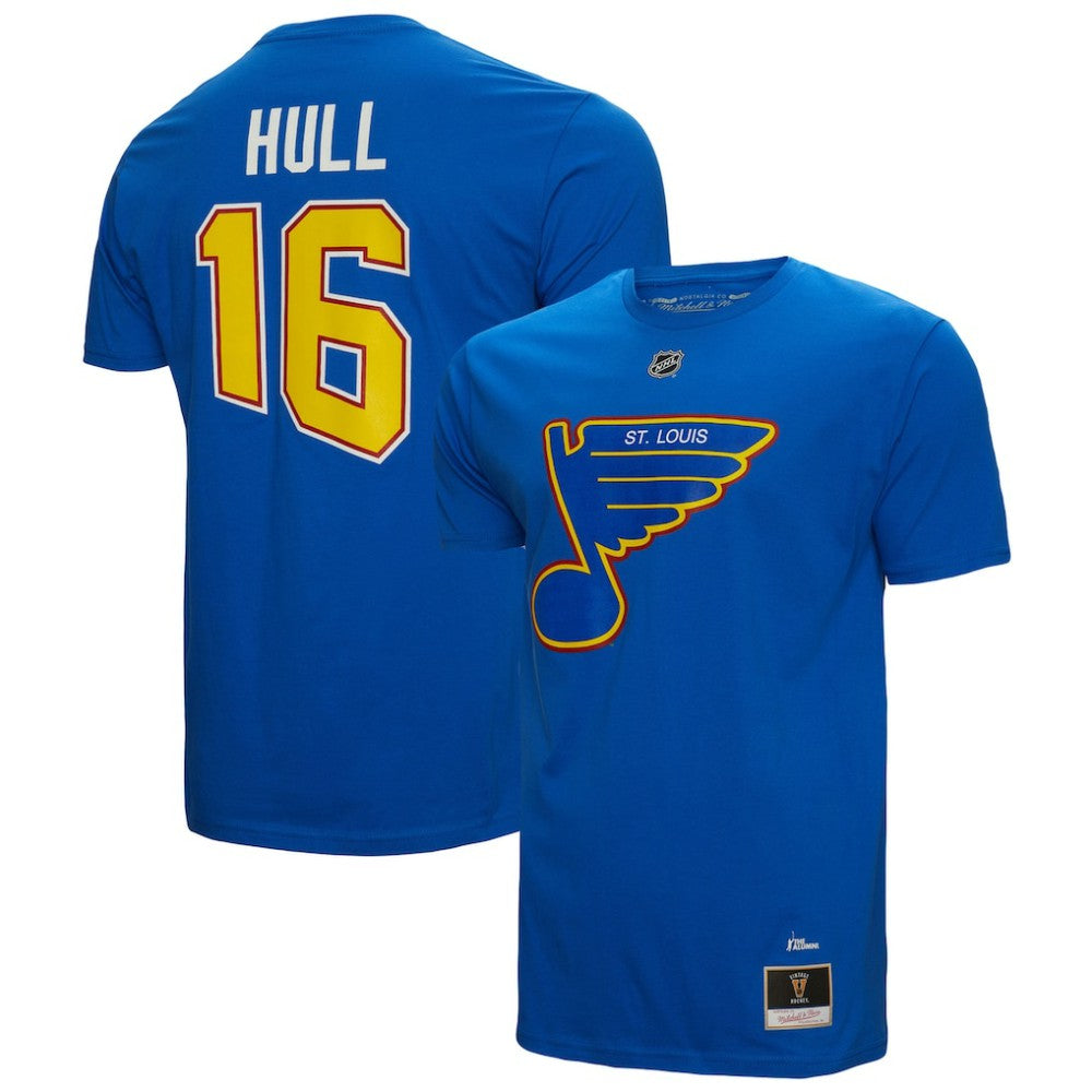 Brett Hull St. Louis Blues Mitchell & Ness Name & Number T-Shirt - Blue T-shirts