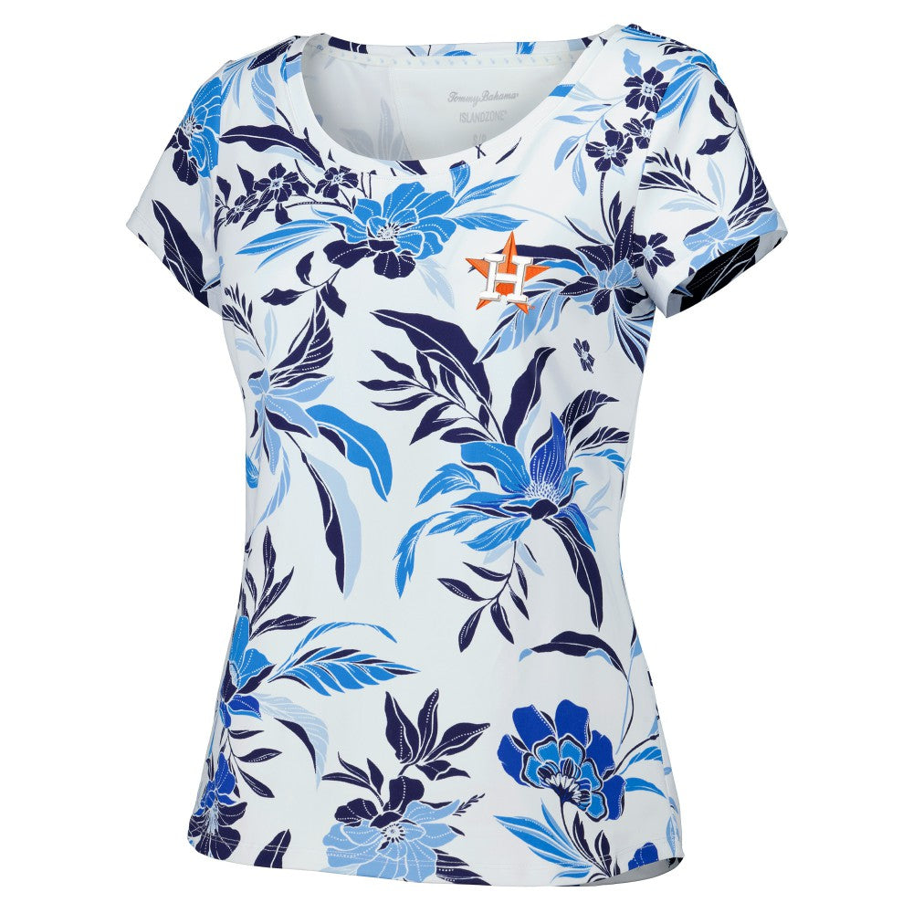 Houston Astros Tommy Bahama Women's Aubrey Romantic Blooms IslandZone T-Shirt White
