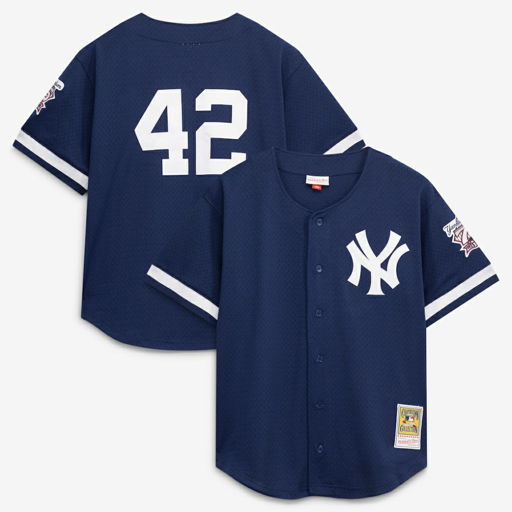 Mariano Rivera New York Yankees Mitchell & Ness Cooperstown Collection Mesh Batting Practice Button-Up Jersey Navy
