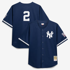 Derek Jeter New York Yankees Cooperstown Collection Mesh Batting Practice Button-Up Jersey Navy