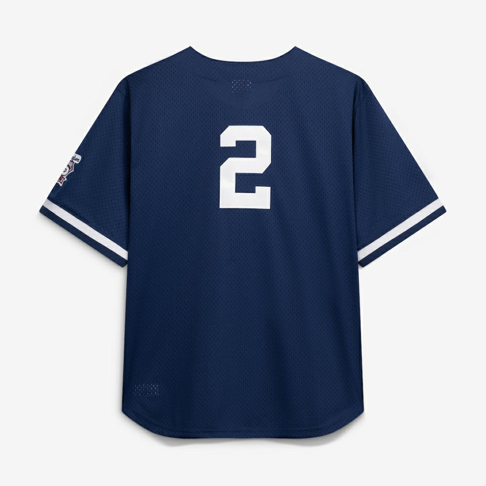 Derek Jeter New York Yankees Cooperstown Collection Mesh Batting Practice Button-Up Jersey Navy
