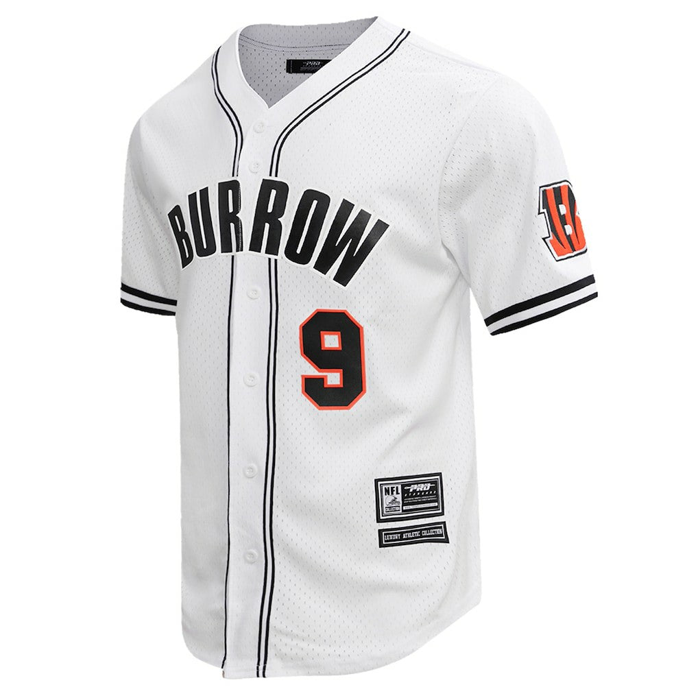 Joe Burrow Cincinnati Bengals Pro Standard Mesh Baseball Button-Up T-Shirt - White sale