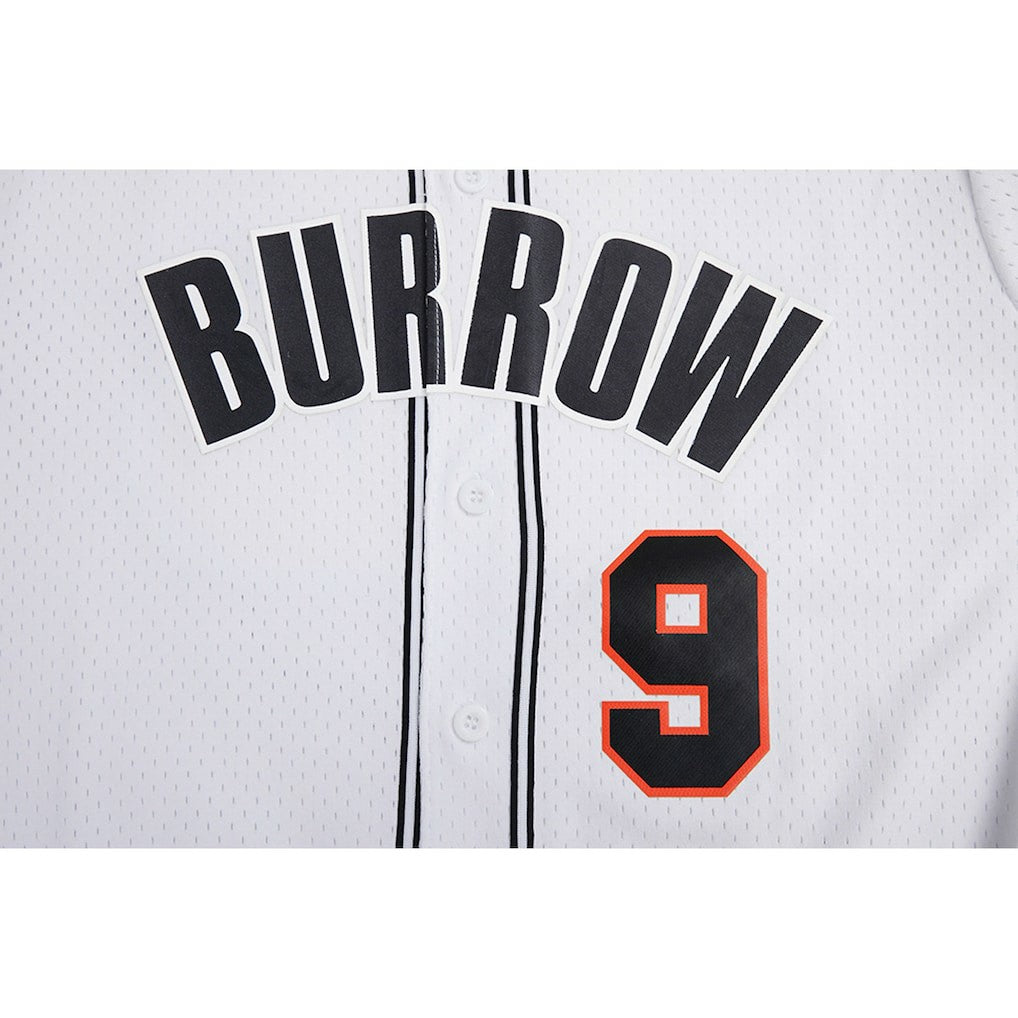 Joe Burrow Cincinnati Bengals Pro Standard Mesh Baseball Button-Up T-Shirt - White sale