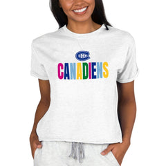 Montreal Canadiens Concepts Sport Women's Tri-Blend Mainstream Terry Short Sleeve Sweatshirt Top - Oatmeal Sweatshirts