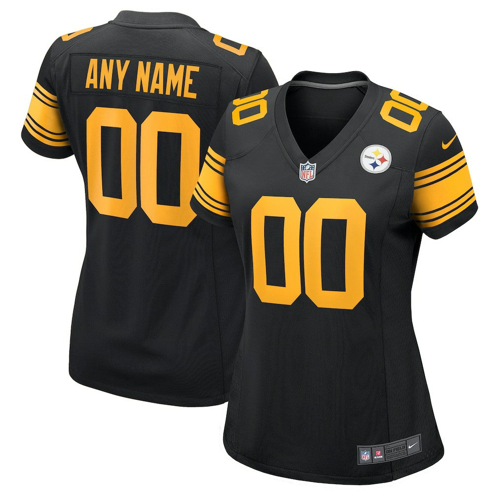 Pittsburgh Steelers Women's Alternate Custom Game Jersey - Black outlet